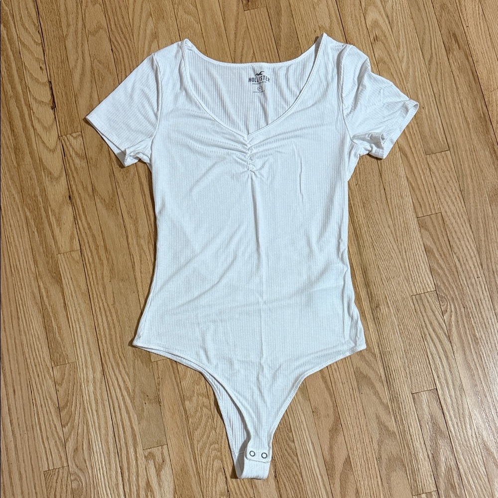 Hollister White Ribbed Bodysuit